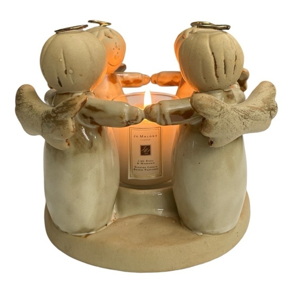 Circle Of Four Angels Holding Hands Ceramics Tea Light Candle
Holder Vintage - Picture 4 of 11